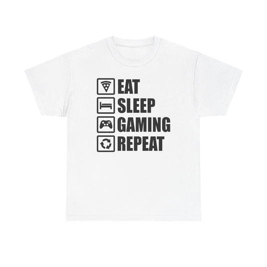 Eat Sleep Gaming Repeat Icons T-Shirt — Funny Gamer Lifestyle Tee