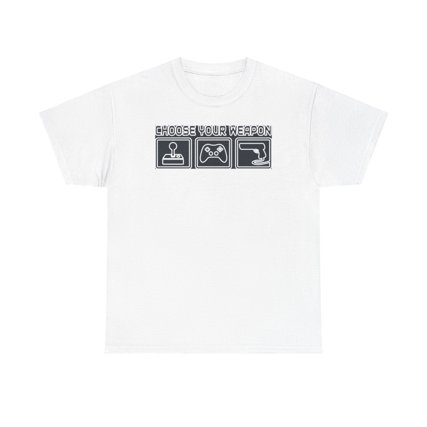 Choose Your Weapon Trio T-Shirt — Retro Arcade Gamer Tee
