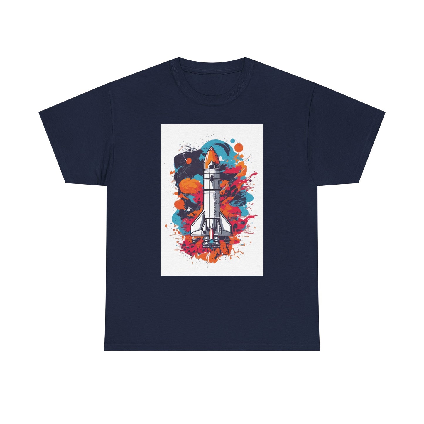 Splatter Rocket Launch T-Shirt — Colorful Sci-Fi Space Tee