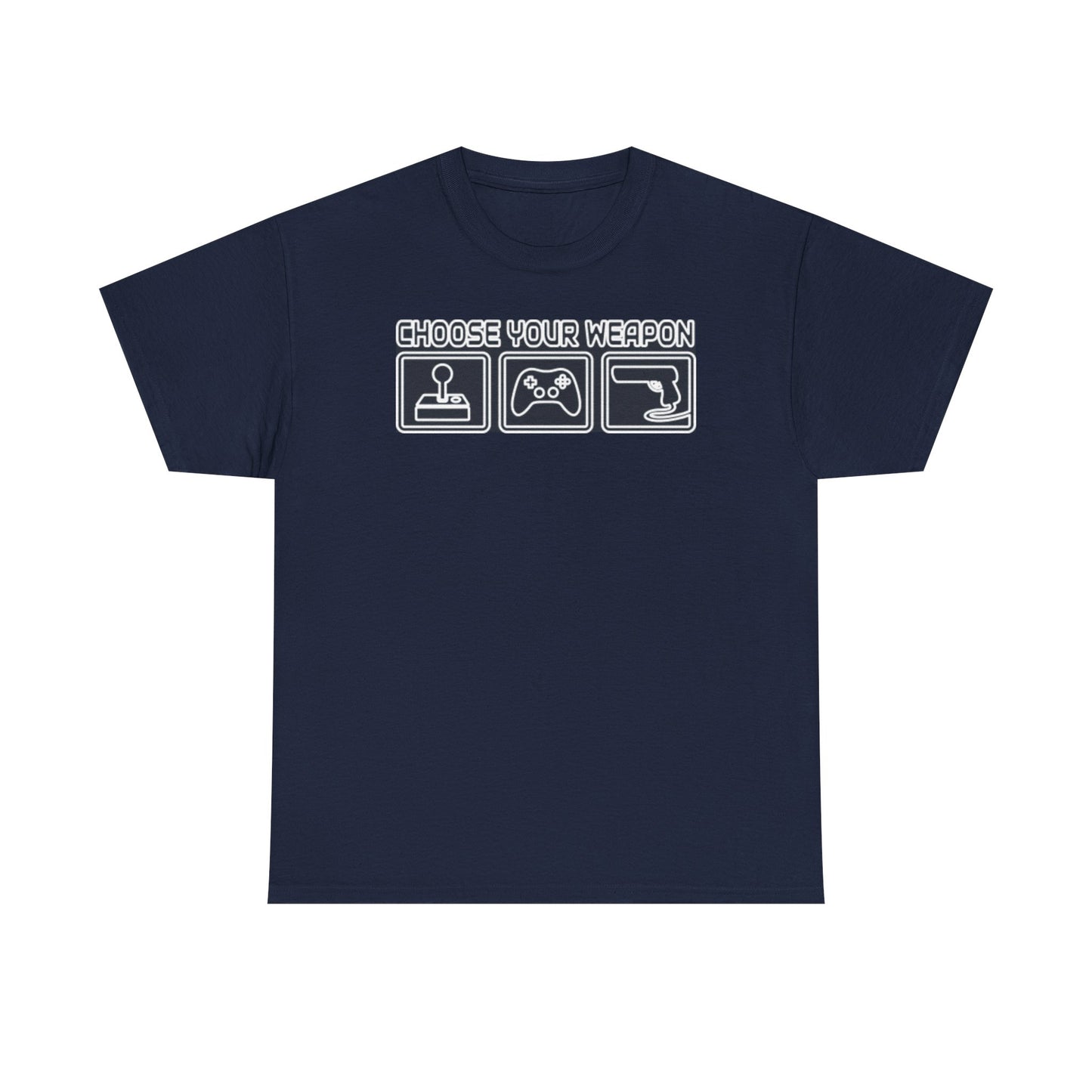 Choose Your Weapon Trio T-Shirt — Retro Arcade Gamer Tee