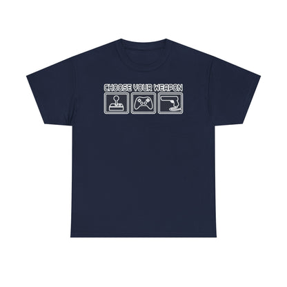 Choose Your Weapon Trio T-Shirt — Retro Arcade Gamer Tee