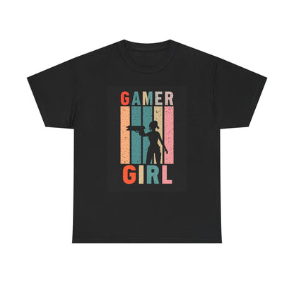 Gamer Girl Retro Silhouette T-Shirt — Vintage Women Gamer Tee