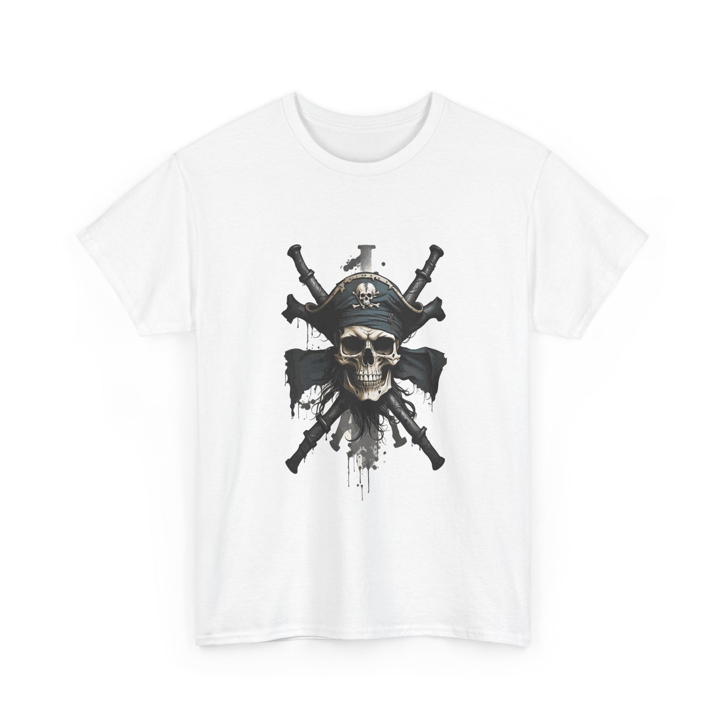 Buccaneer Skull and Cannons T-Shirt — Grunge Pirate Adventure Tee