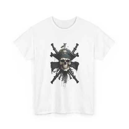 Buccaneer Skull and Cannons T-Shirt — Grunge Pirate Adventure Tee