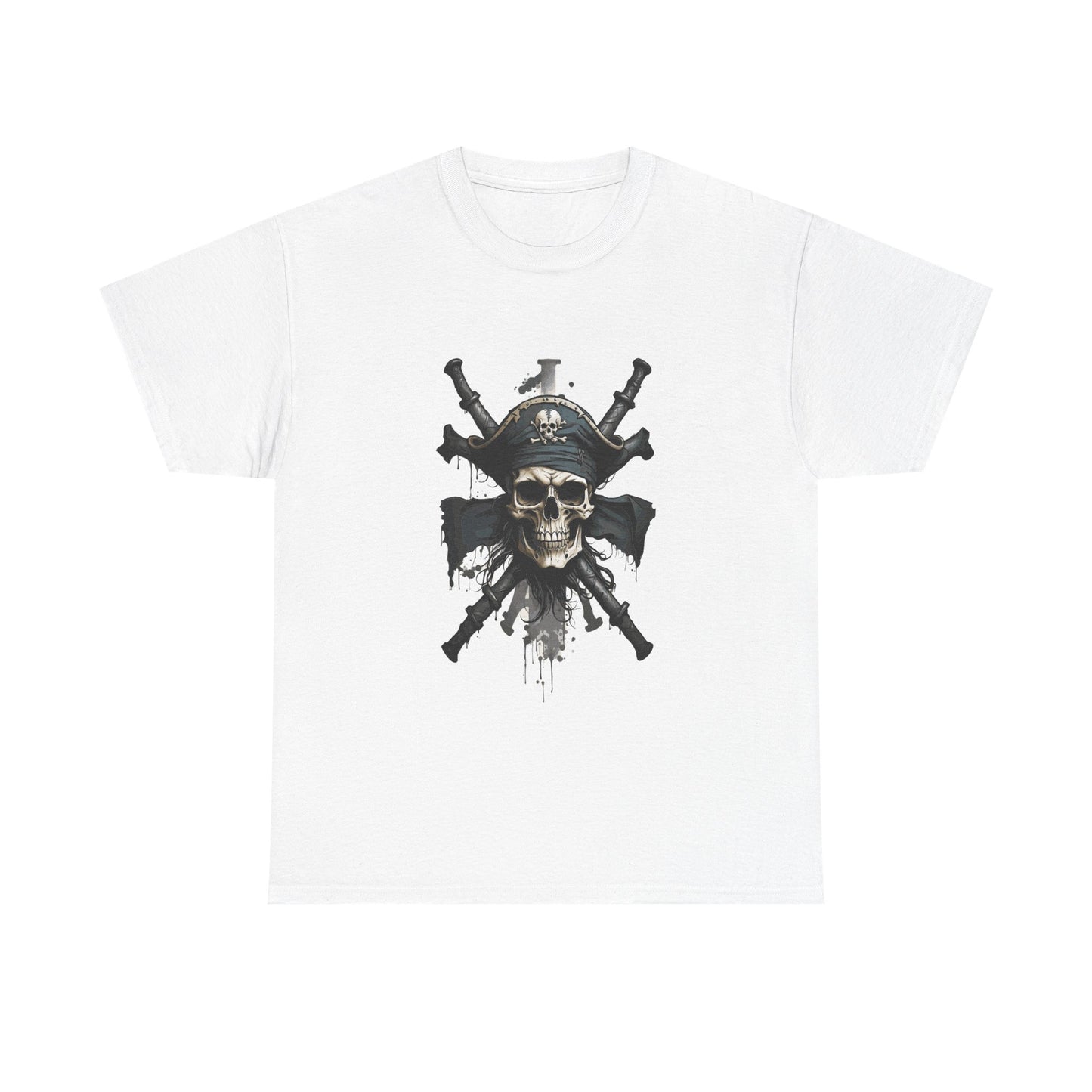 Buccaneer Skull and Cannons T-Shirt — Grunge Pirate Adventure Tee