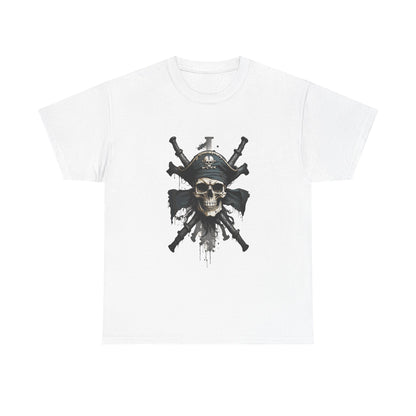 Buccaneer Skull and Cannons T-Shirt — Grunge Pirate Adventure Tee