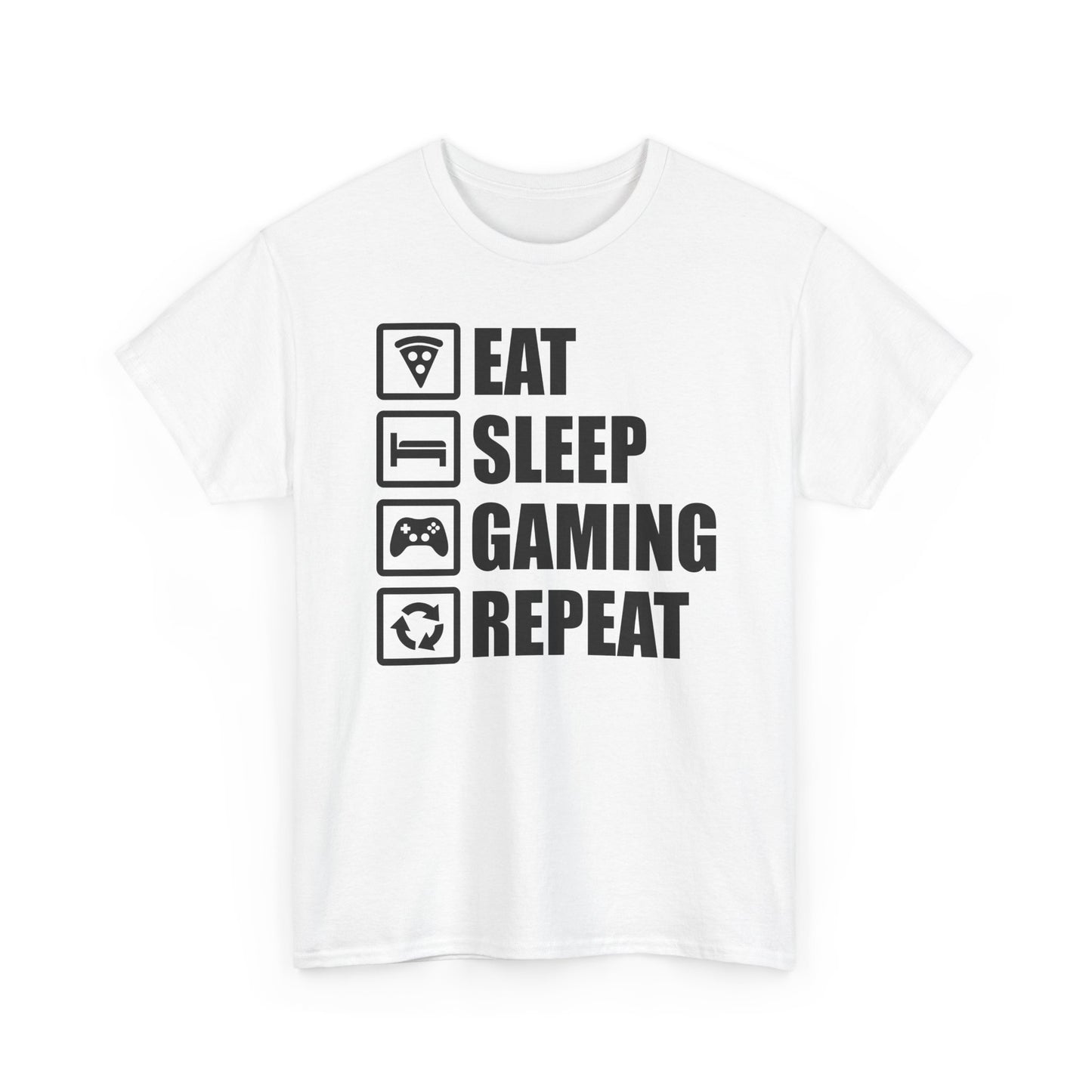 Eat Sleep Gaming Repeat Icons T-Shirt — Funny Gamer Lifestyle Tee