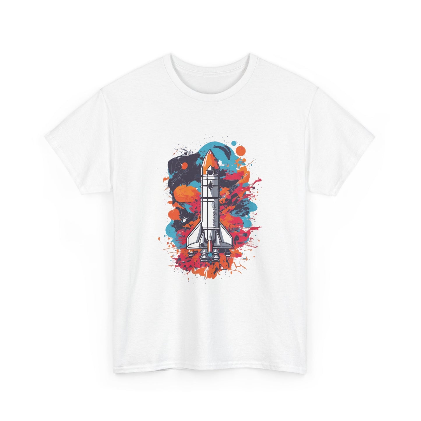 Splatter Rocket Launch T-Shirt — Colorful Sci-Fi Space Tee