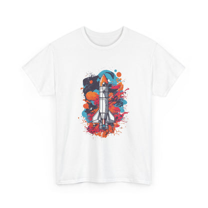 Splatter Rocket Launch T-Shirt — Colorful Sci-Fi Space Tee