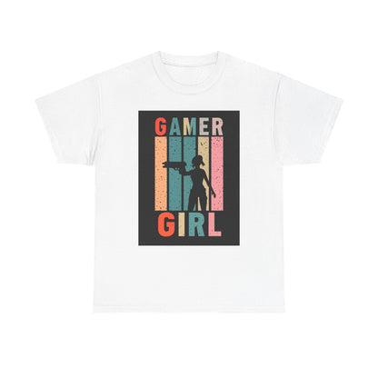 Gamer Girl Retro Silhouette T-Shirt — Vintage Women Gamer Tee
