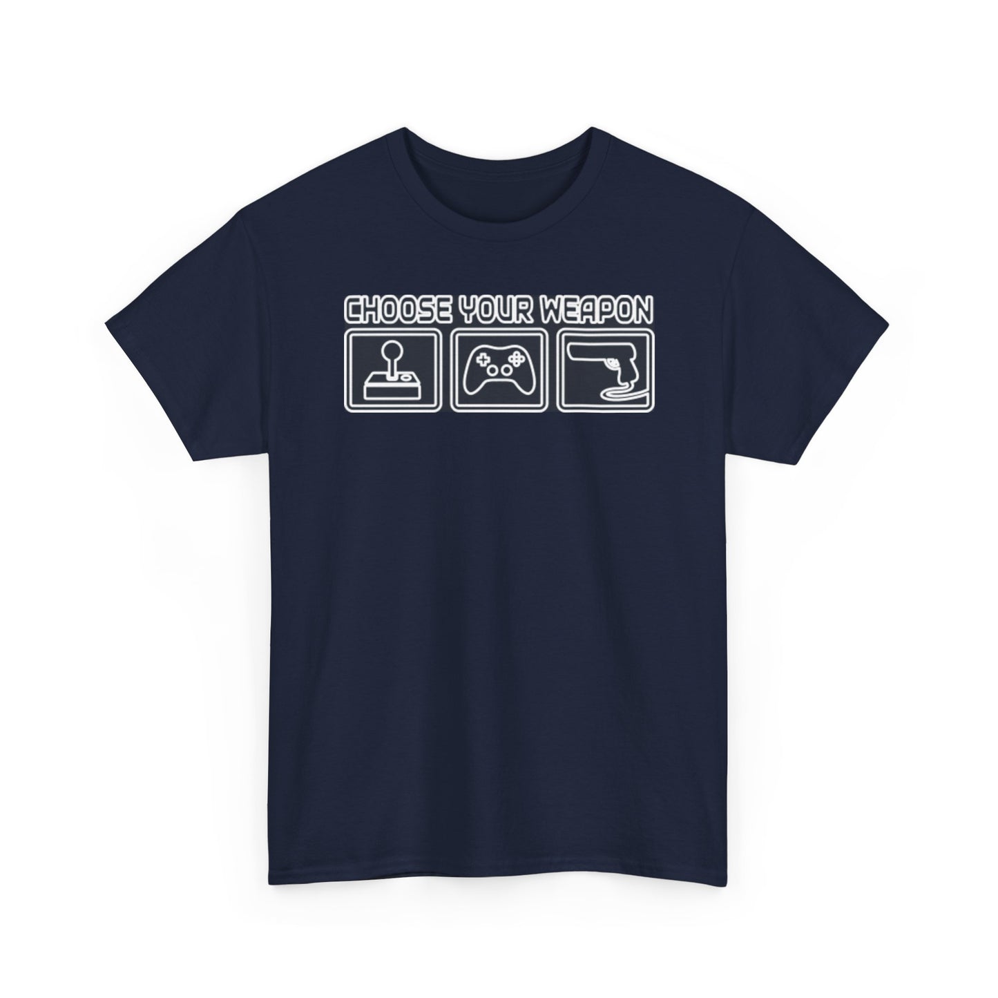 Choose Your Weapon Trio T-Shirt — Retro Arcade Gamer Tee