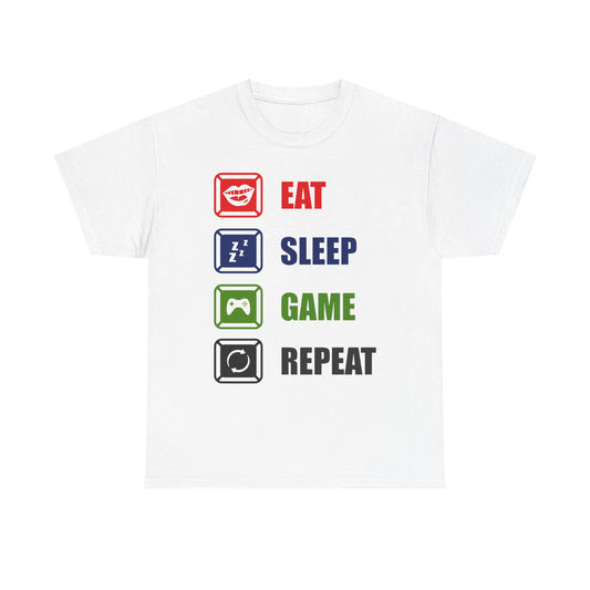Eat Sleep Game Repeat T-Shirt — Gamer Lifestyle Loop Tee