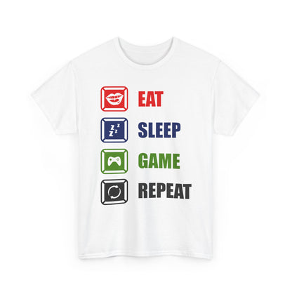 Eat Sleep Game Repeat T-Shirt — Gamer Lifestyle Loop Tee