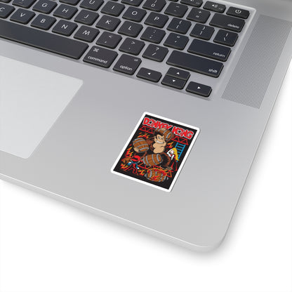 Barrel Throwing Ape Sticker — Classic Arcade Scene Vinyl Sticker