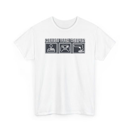Choose Your Weapon Trio T-Shirt — Retro Arcade Gamer Tee