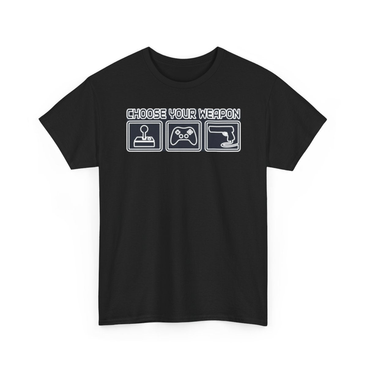 Choose Your Weapon Trio T-Shirt — Retro Arcade Gamer Tee