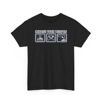Choose Your Weapon Trio T-Shirt — Retro Arcade Gamer Tee
