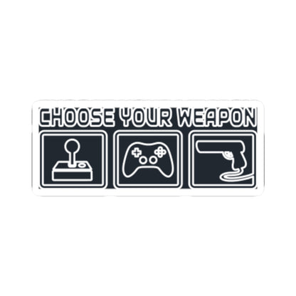 Choose Your Weapon Trio Sticker — Retro Arcade Gamer Vinyl Sticker