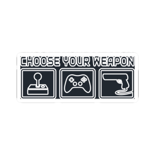 Choose Your Weapon Trio Sticker — Retro Arcade Gamer Vinyl Sticker
