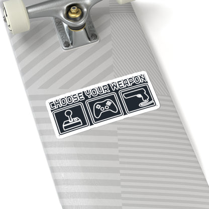 Choose Your Weapon Trio Sticker — Retro Arcade Gamer Vinyl Sticker