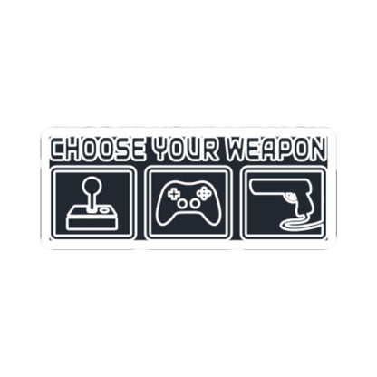 Choose Your Weapon Trio Sticker — Retro Arcade Gamer Vinyl Sticker