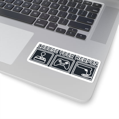 Choose Your Weapon Trio Sticker — Retro Arcade Gamer Vinyl Sticker