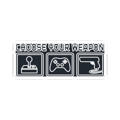 Choose Your Weapon Trio Sticker — Retro Arcade Gamer Vinyl Sticker