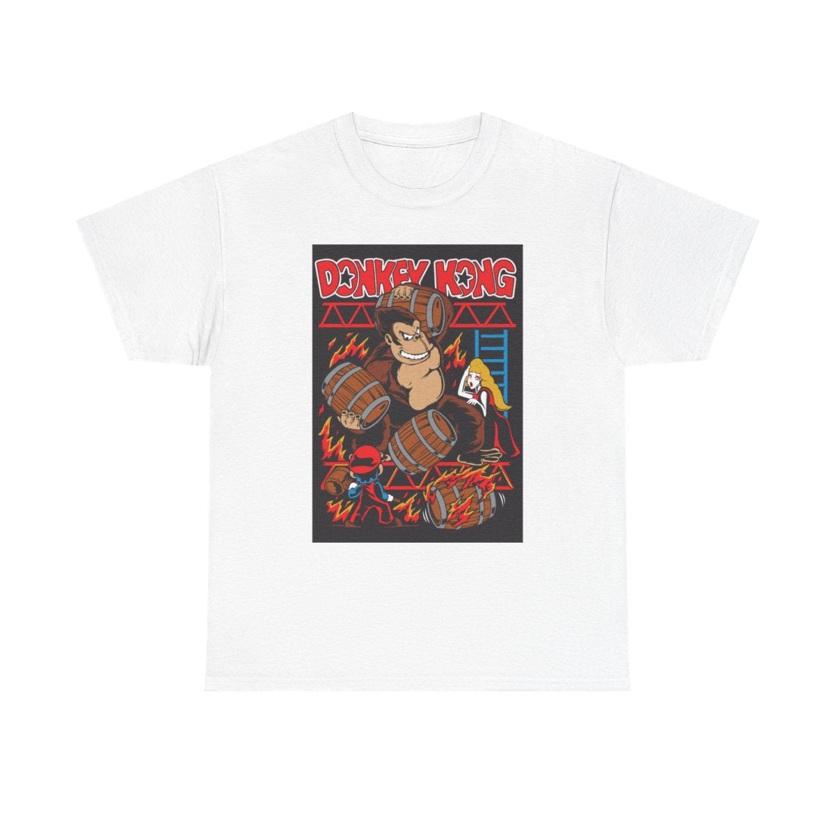 Barrel Throwing Ape T-Shirt — Classic Arcade Scene Tee
