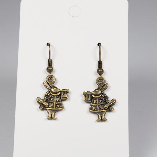 Alice In Wonderland Rabbits Metal Drop Earrings