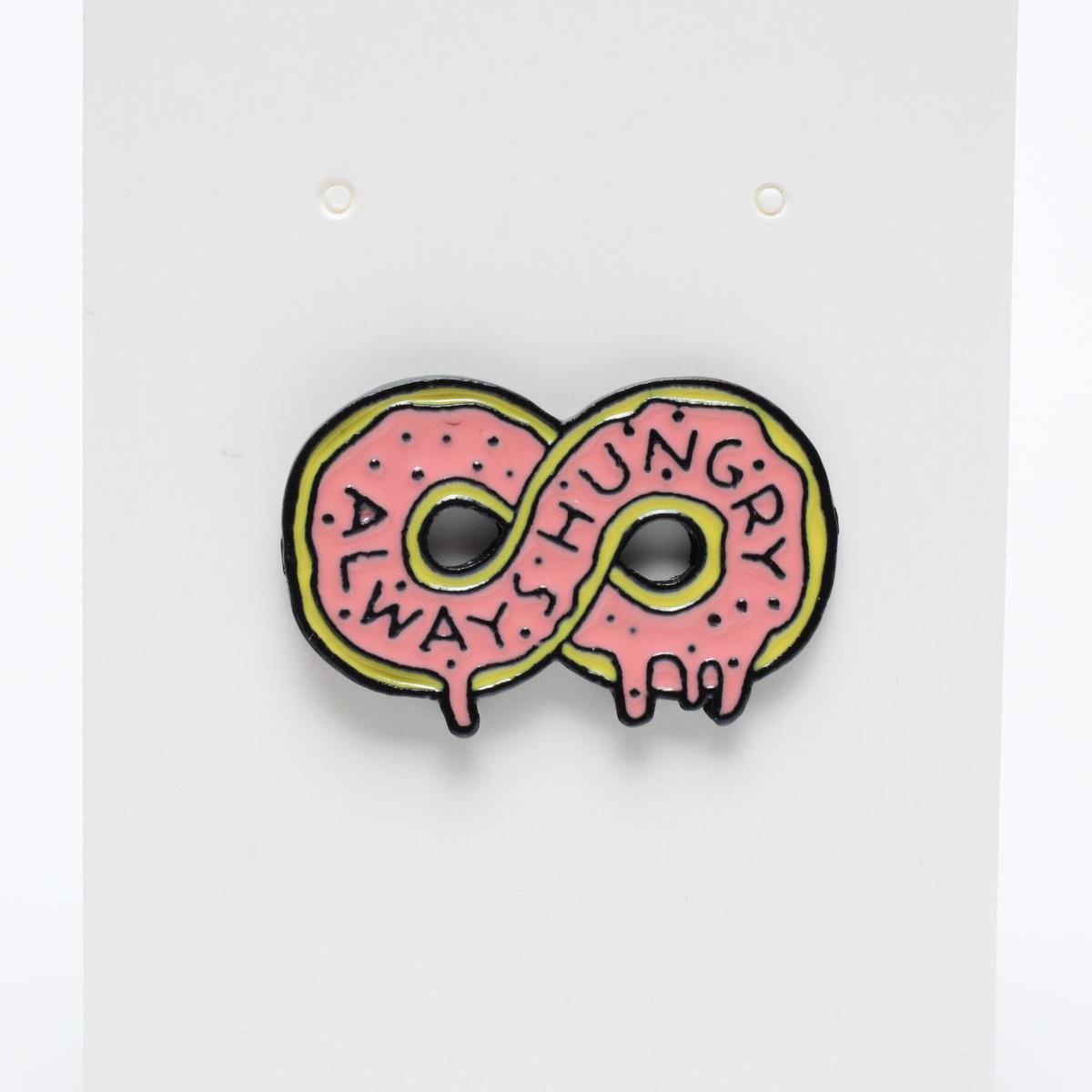 Always Hungry Donut Infinity Symbol Enamel Label Pin