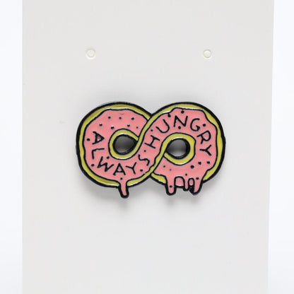 Always Hungry Donut Infinity Symbol Enamel Label Pin