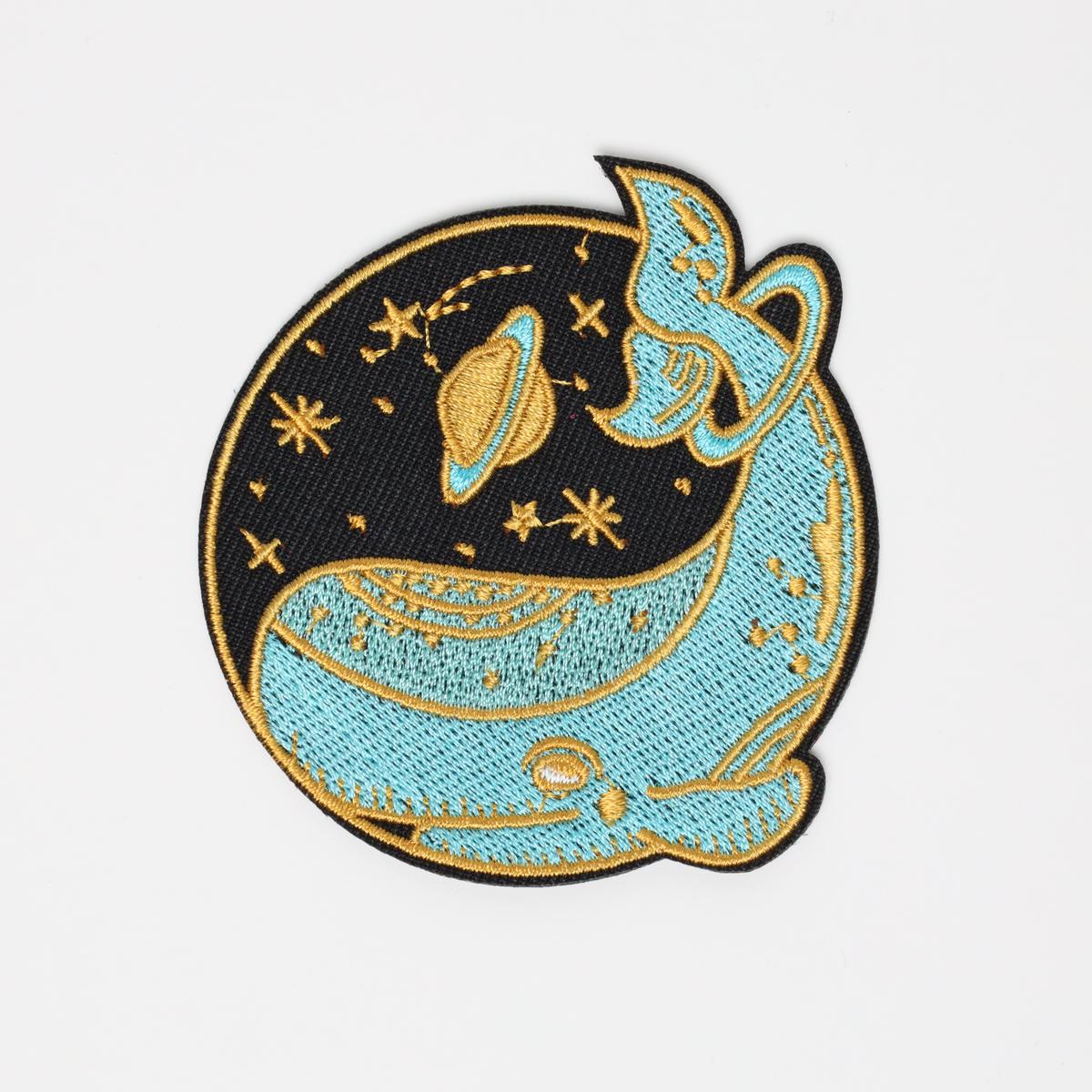 Artistic Whale Planet Embroidered Iron On Patch