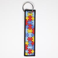 Autism Support Puzzle Embroidered Keychain