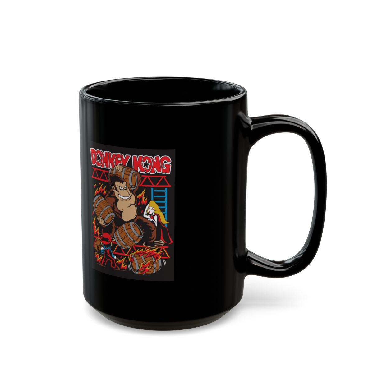 Barrel Throwing Ape Mug — Classic Arcade Scene Coffee Mug