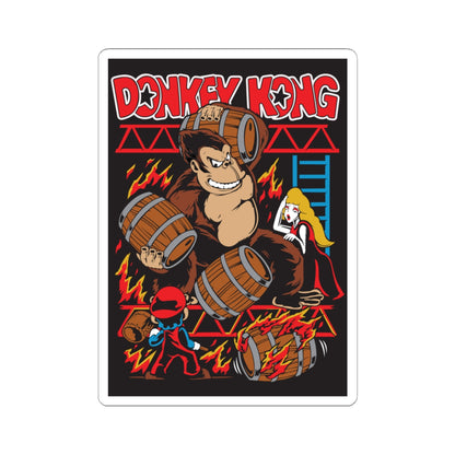 Barrel Throwing Ape Sticker — Classic Arcade Scene Vinyl Sticker