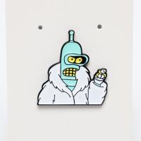Bender White Fur Coat Futurama Enamel Pin