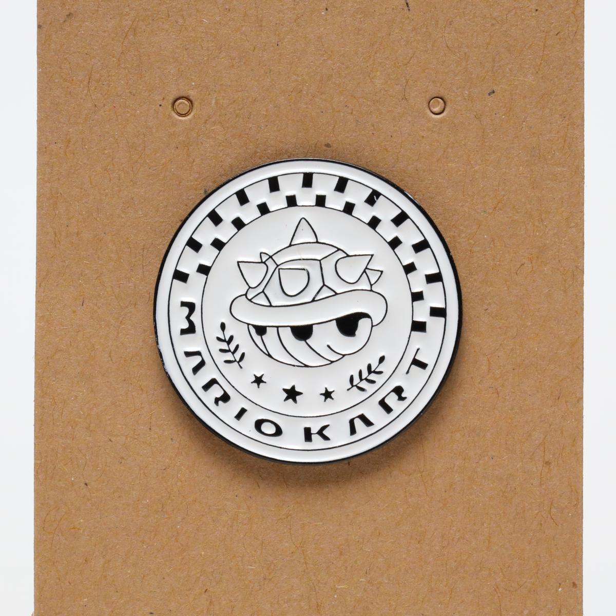 Black & White Mario Kart Spiny Shell Enamel Pin