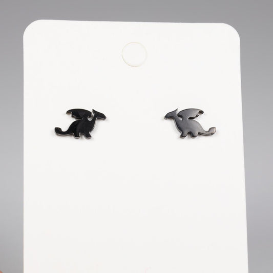 Black Dragon Stainless Steel Stud Earrings