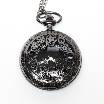 Black Steampunk Cosplay Pocket Watch with Chain