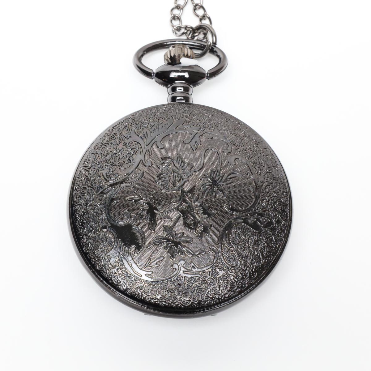 Black Steampunk Cosplay Pocket Watch with Chain