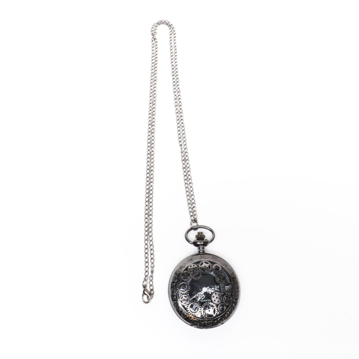 Black Steampunk Cosplay Pocket Watch with Chain