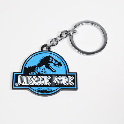 Blue Jurassic Park Metal Keychain
