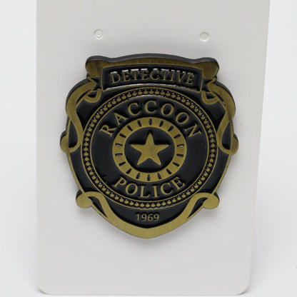 Bronze Raccoon Police Detective Resident Evil Badge Enamel Pin