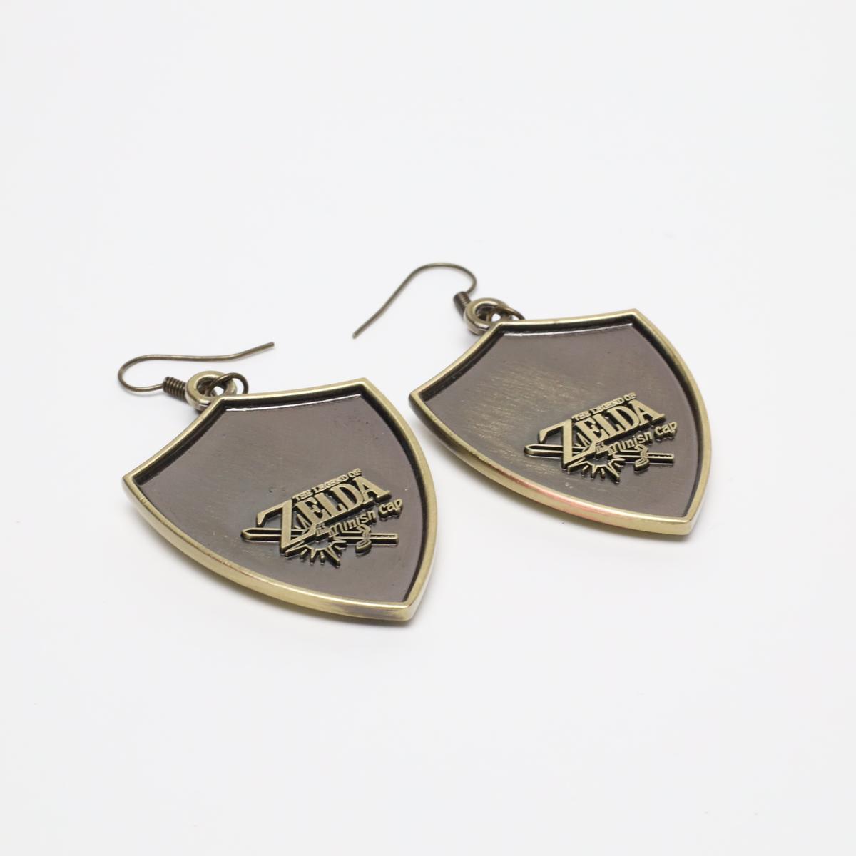 Bronze Zelda Hylian Shield Metal Drop Earrings (Variant)