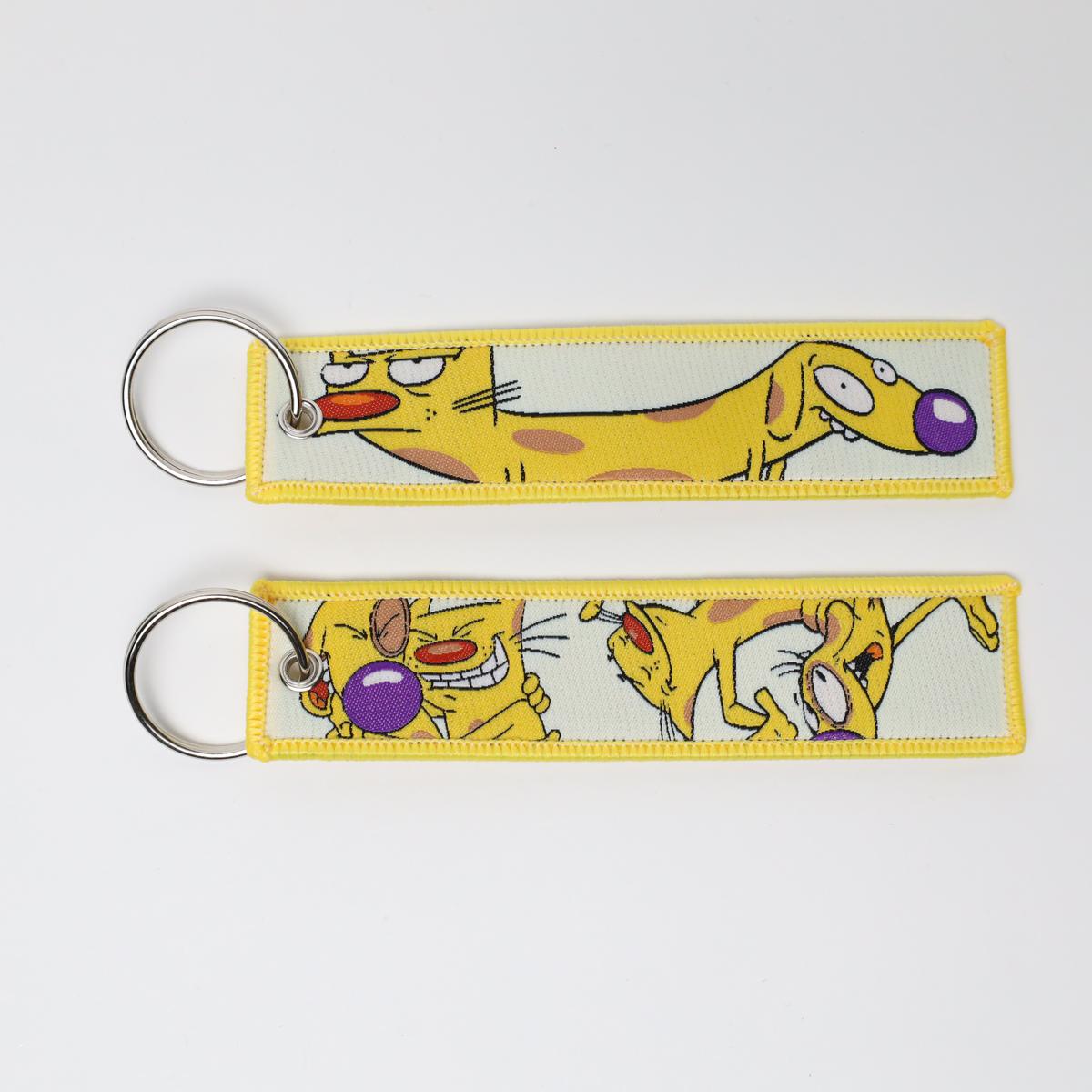 CatDog Embroidered Keychain