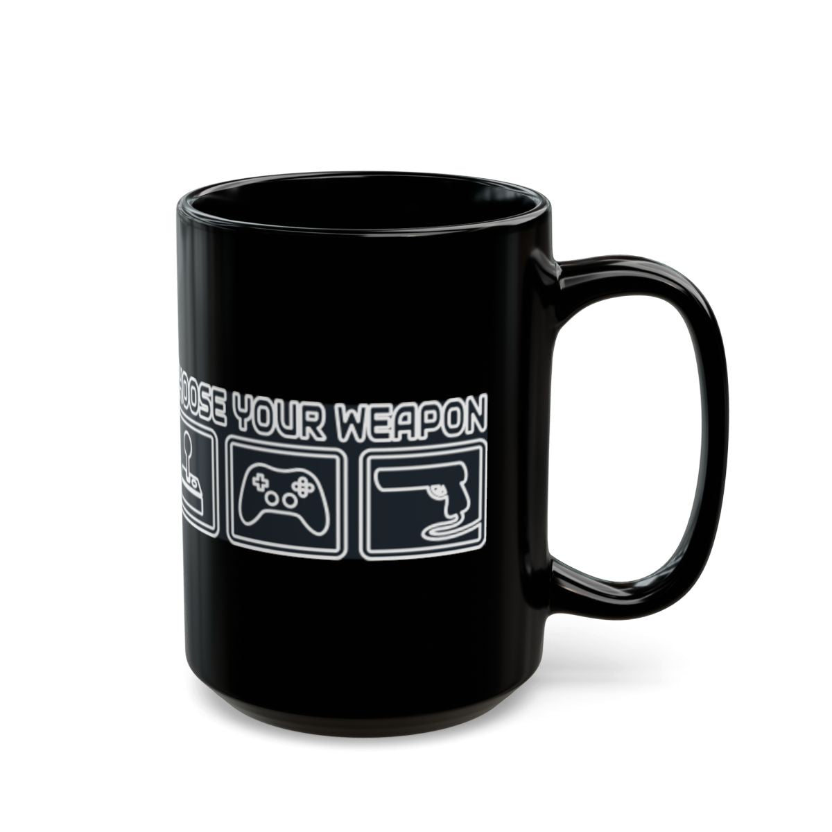 Choose Your Weapon Trio Mug — Retro Arcade Gamer Coffee Mug