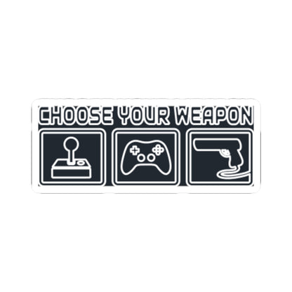 Choose Your Weapon Trio Sticker — Retro Arcade Gamer Vinyl Sticker