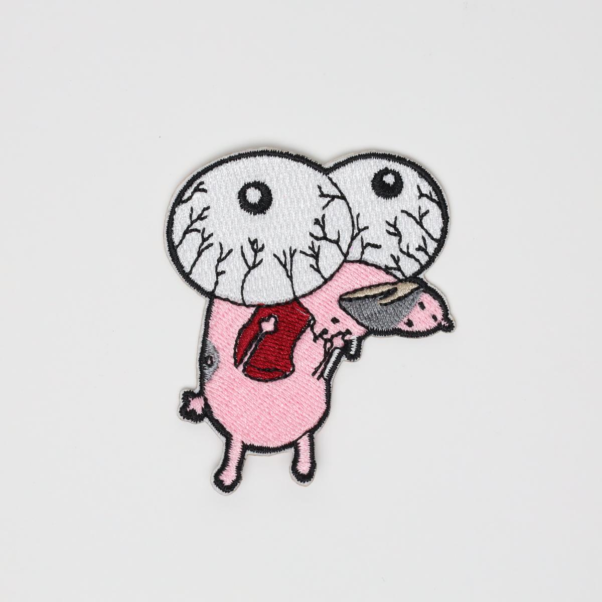 Courage The Cowardly Dog Eye Pooping Embroidered Iron On Patch