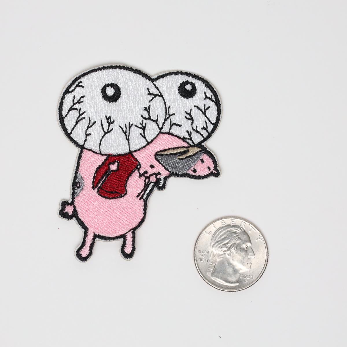 Courage The Cowardly Dog Eye Pooping Embroidered Iron On Patch