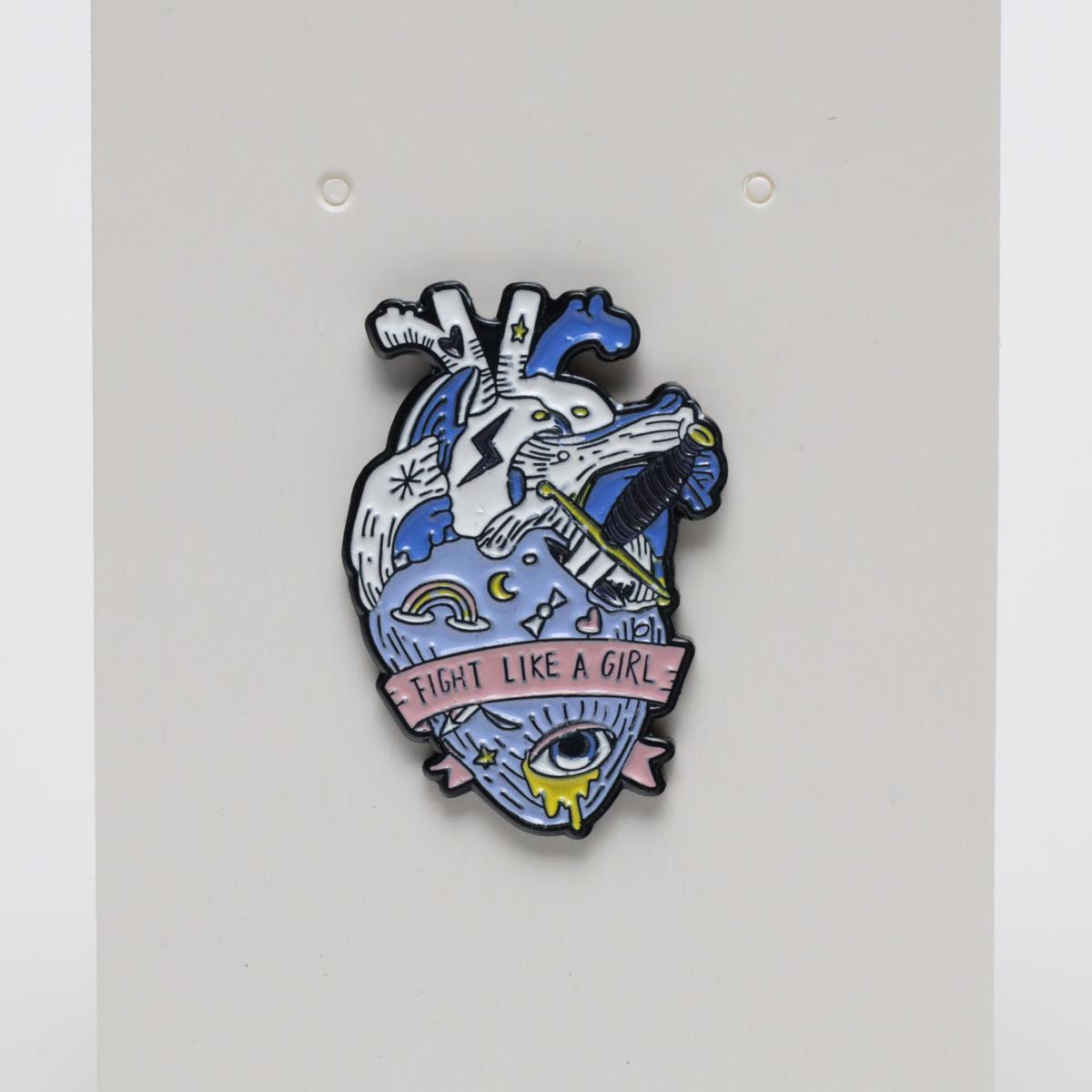 Creative Fight Like A Girl Heart Enamel Label Pin
